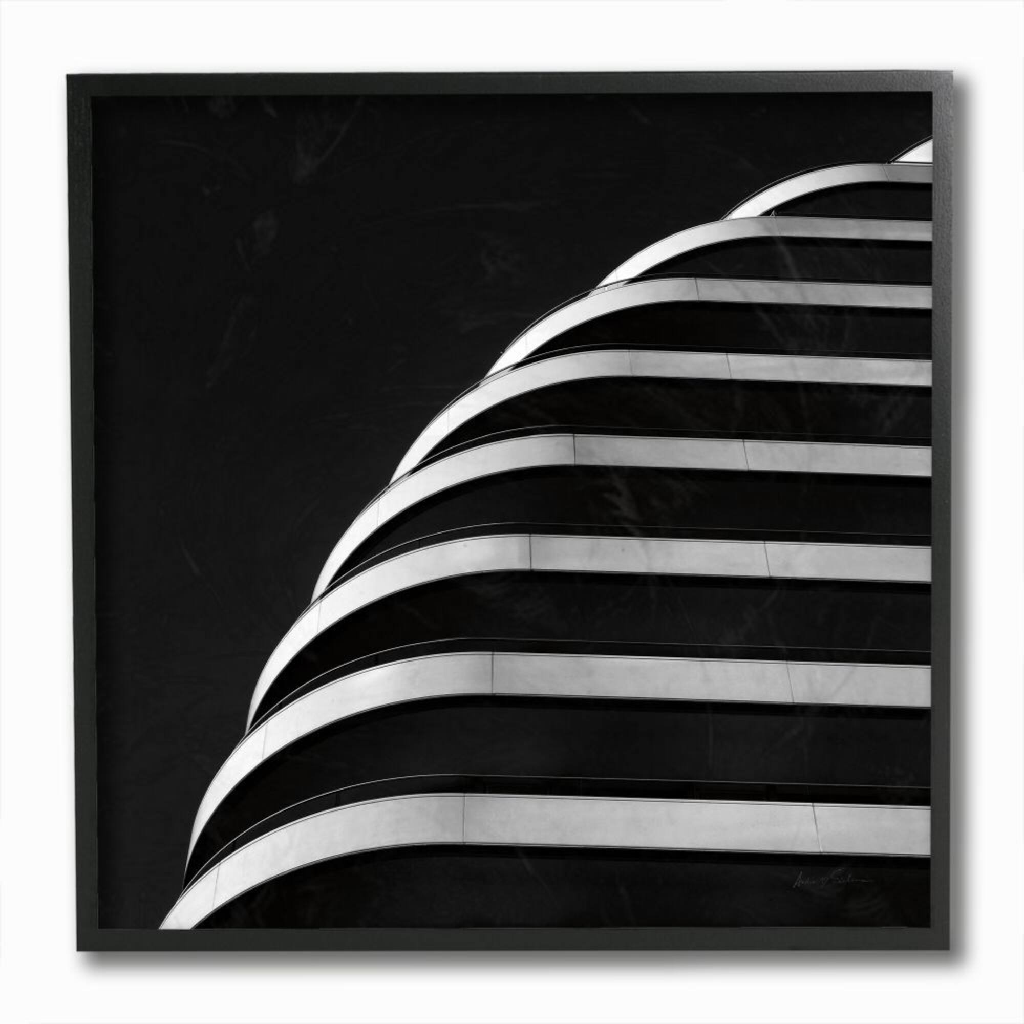 Stupell Industries Modern Architectural Organic Building Black White Photograph Black Framed Wall Art